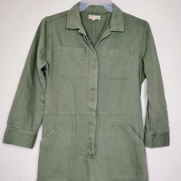 Tradlands Avocado Green Cotton Utility Jumpsuit Sz L - Picture 4 of 16